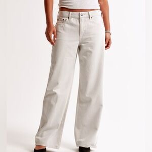 Abercrombie & Fitch Women's Cream Wide Leg Jeans